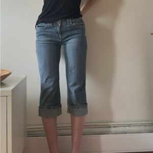 Y2K Point Zero Capri Jeans | Mid-Rise | Embroidered Cuffs